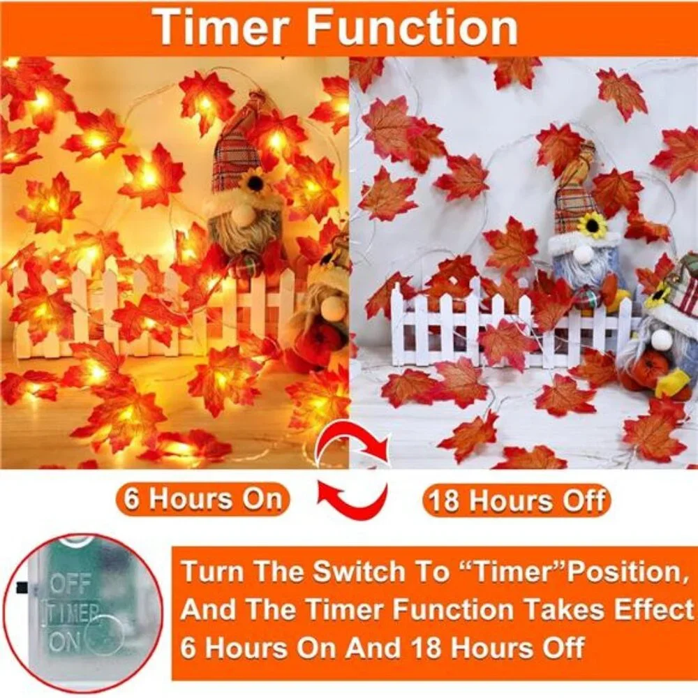 3 Pack-30Ft Fall Garland Halloween Fall Decorations for Home, 60LED Thanksgiving